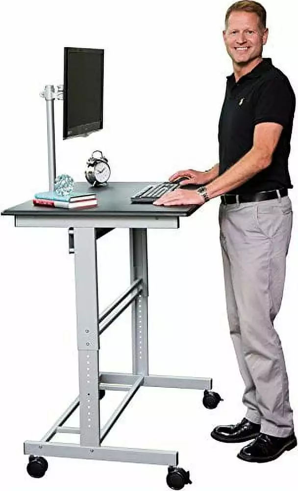 Stand Up Desk Store Rolling Adjustable Height Mobile Standing Desk Monitor Mount 40 Inch
