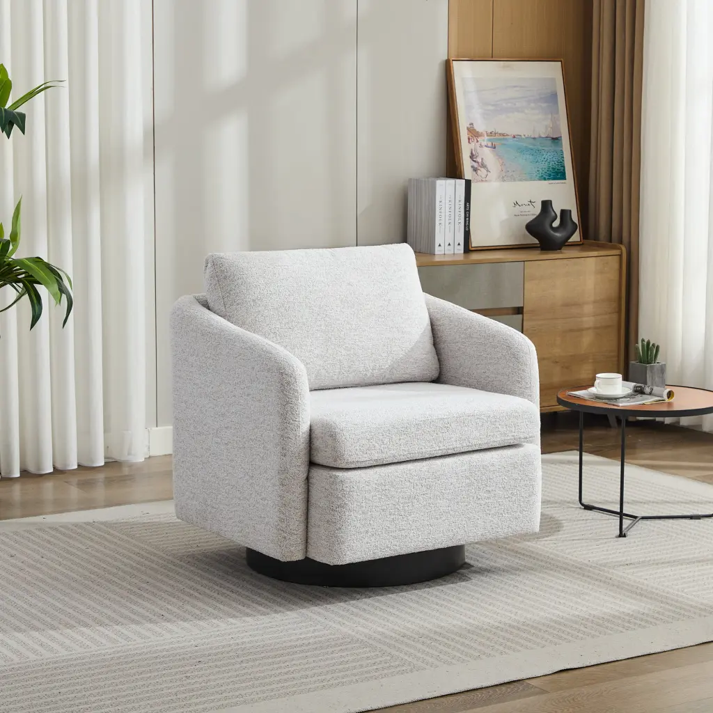 31.5 Inch Swivel Accent Chair Comfy Round Single Sofa Chair Living Room w1852