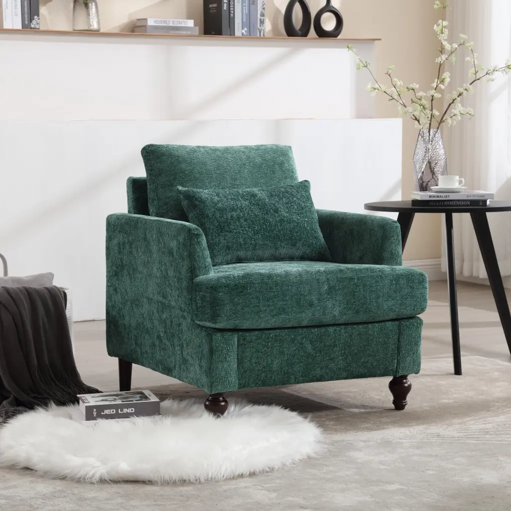 Coolmore Wood Frame Armchair, Modern Accent Chair Lounge Chair Living Room coolmore w-395