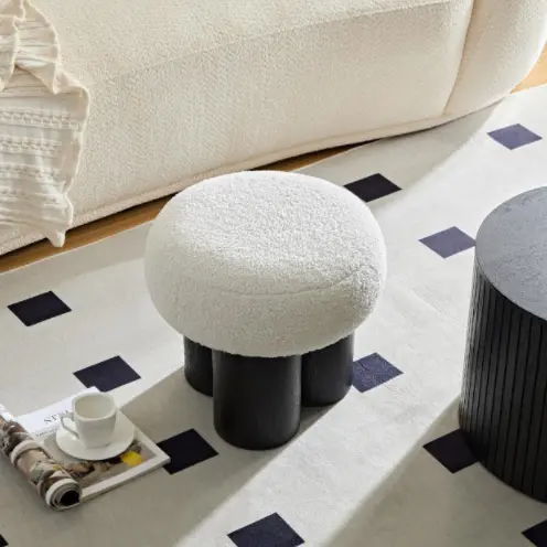 White Lamb Wool Seat Barrel PVC Pipe Black Ash Willow Chair meetaking