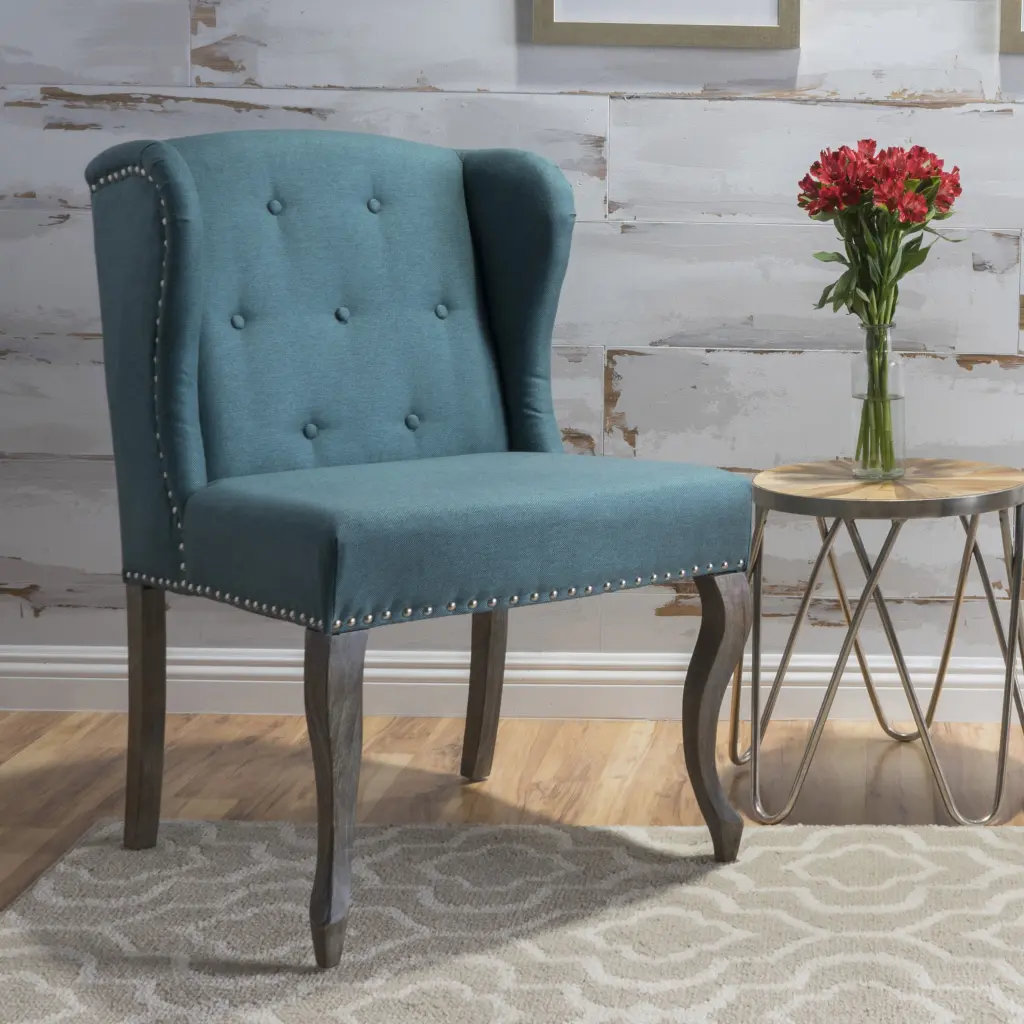 KD Single Chair Teal Fabric Upholstery nh-purenest