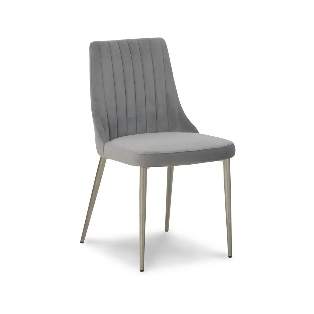18 Inch Modern Dining Chair Set 2 Gray Velvet Seat Gold Metal Legs royal hampton