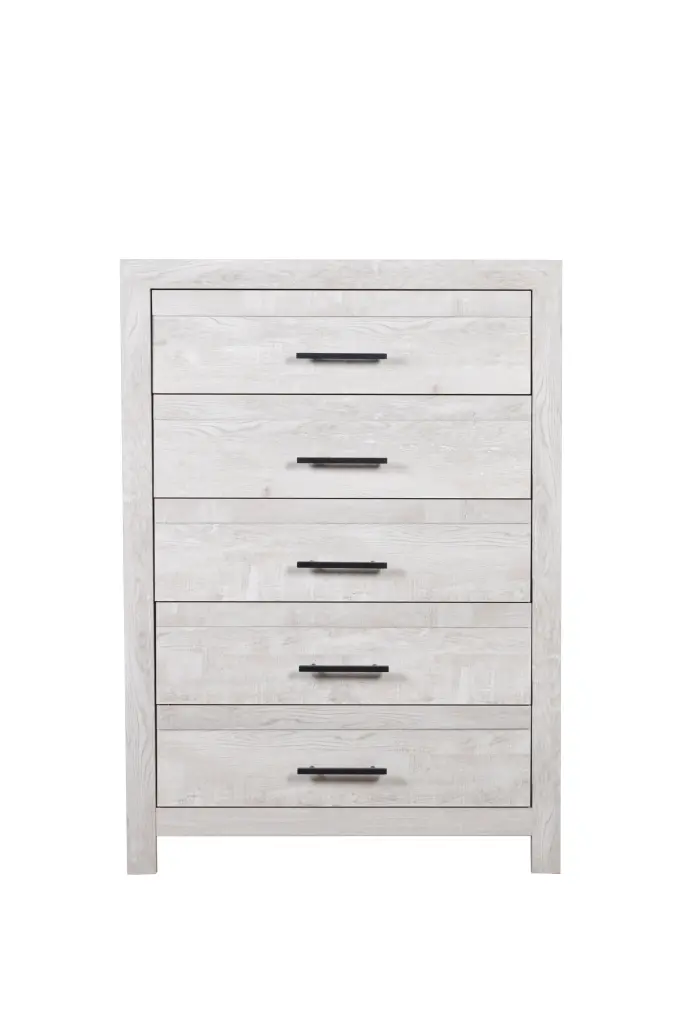 Denver Modern 5 Drawer Chest Gray Wood Bedroom Furniture galaxy home furnishings