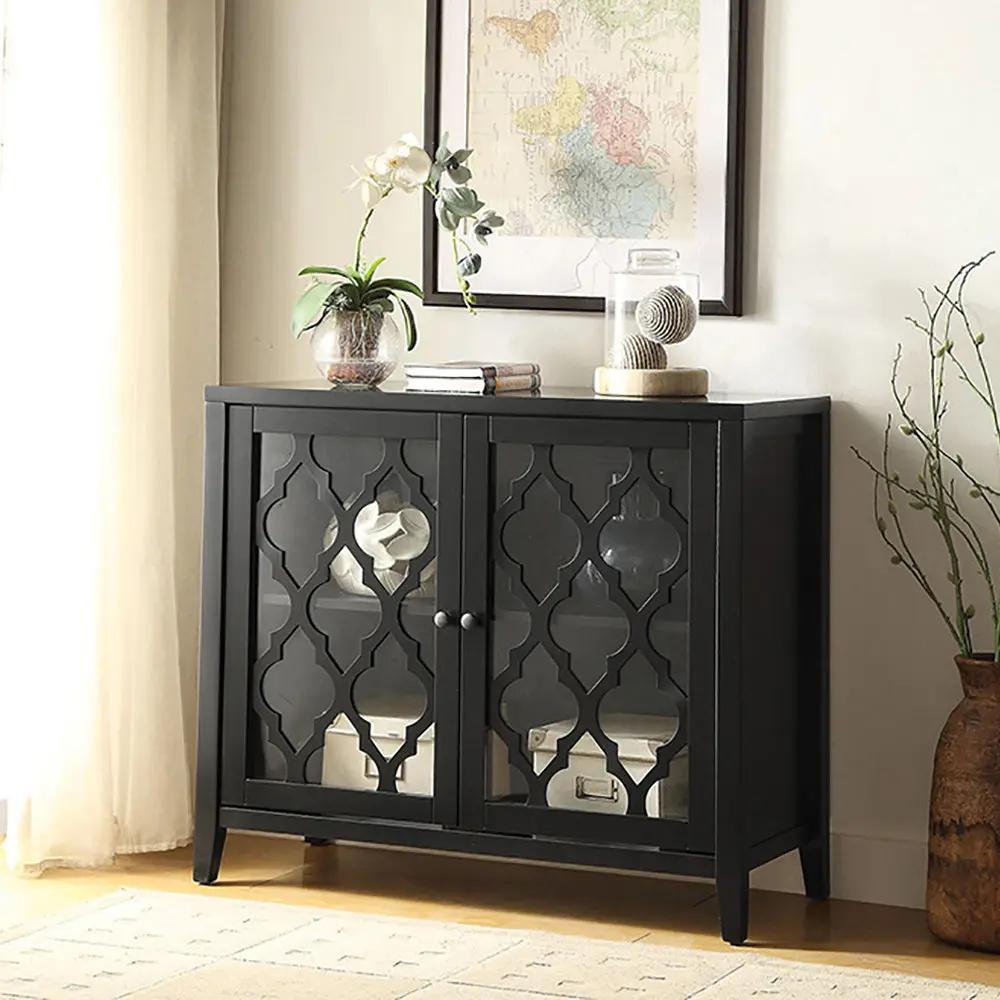 Black Console Table Shelf Inside - Classic Design Primary Living Space furniture max