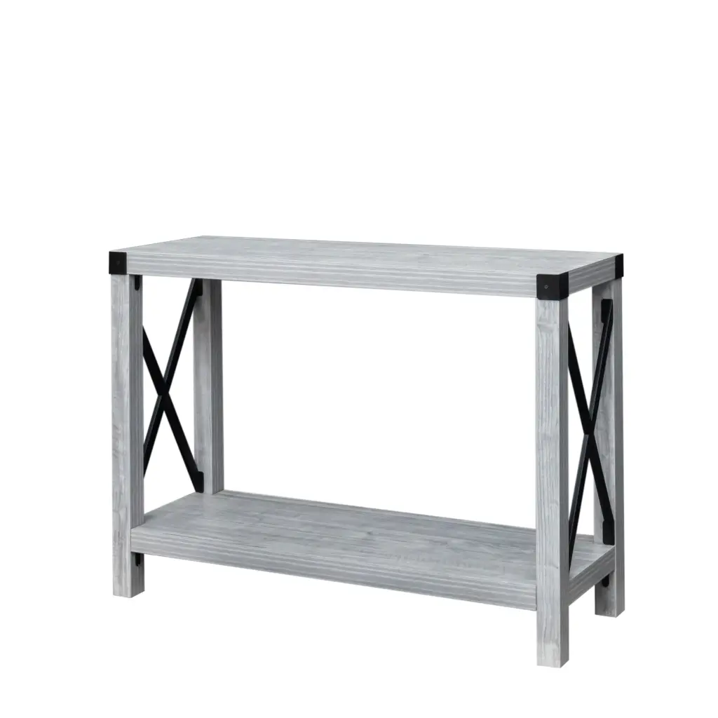 43.3" Console Table Plaid Grey Oak MDF Steel Entryway Table sz yulang furniture