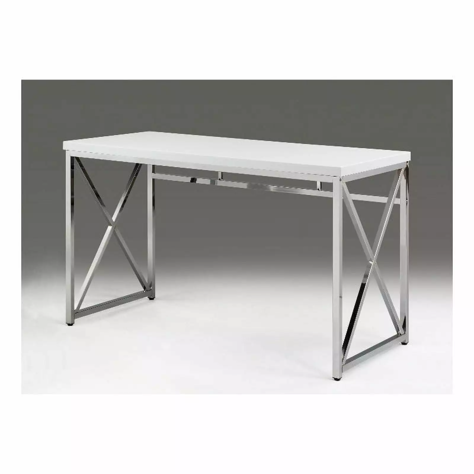 White Wood Top Desk Chrome Base Modern Home Office Workstation Creative Images International