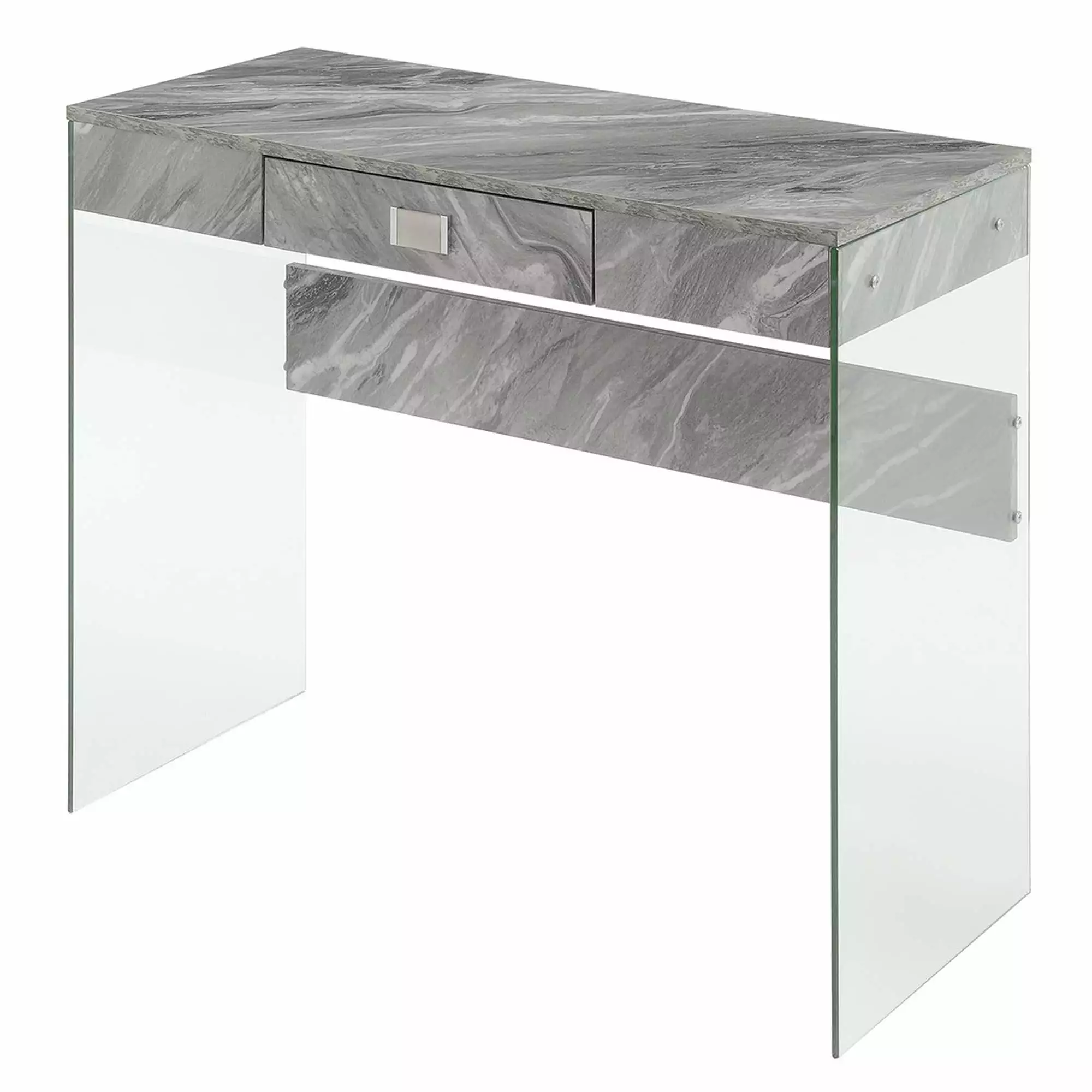 Ergode SoHo 1 Drawer Glass 36 Inch Desk Modern Home Office