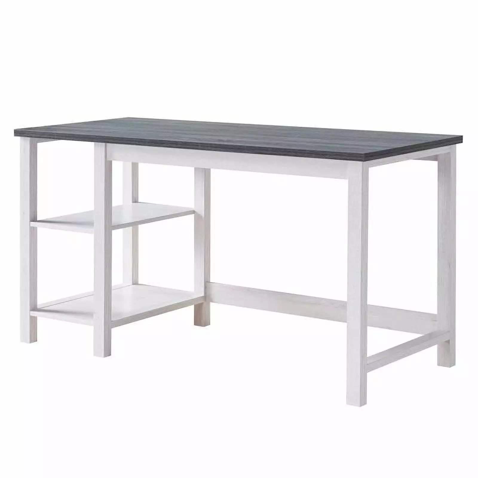 Furniture America Cressida Modern Wood Desk Shelves White Oak