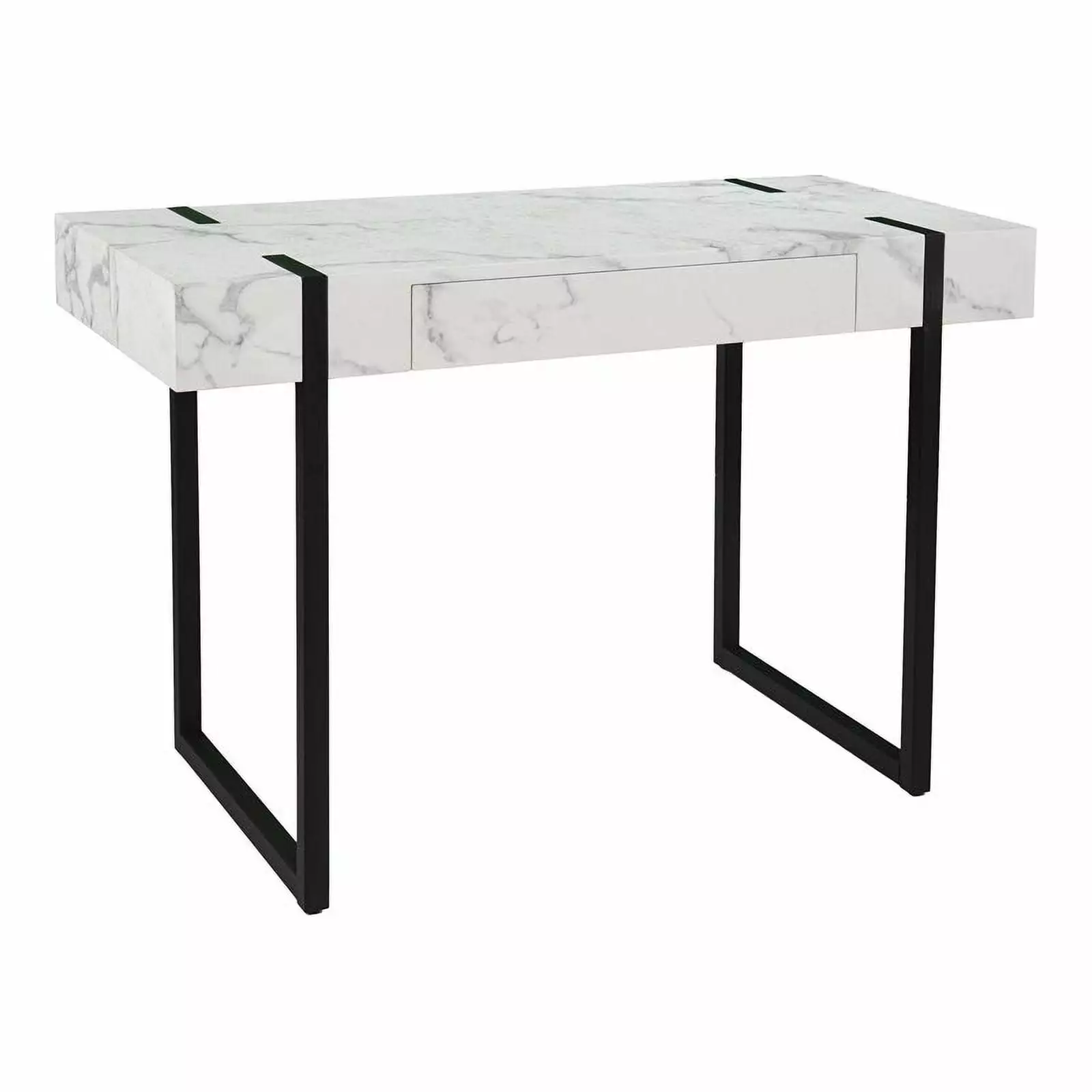 Maklaine Modern Contemporary Desk Black White Faux Marble