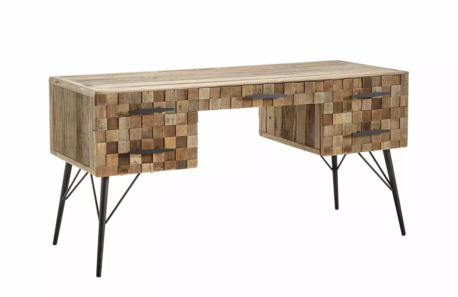Liverpool Modern Patterned Elm Office Writing Desk - Contemporary Home Office Furniture Manor Born
