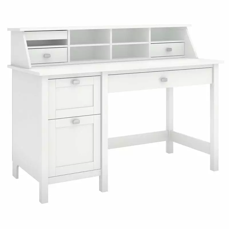Scranton & Co Modern Wood Computer Desk Pedestal and Organizer White - Sleek Home Office Desk