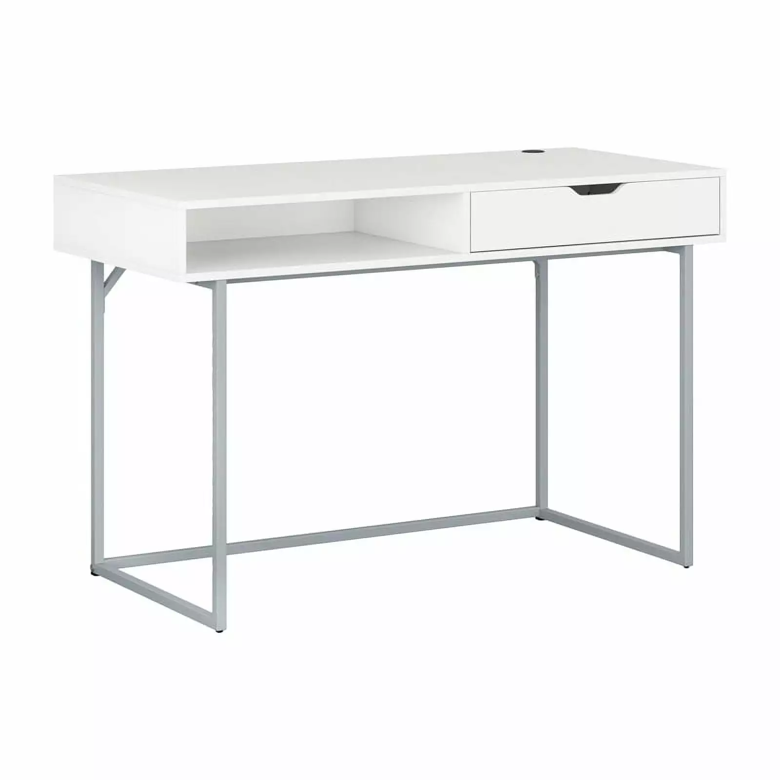UrbanPro Modern Engineered Wood Desk Single Drawer White and Silver