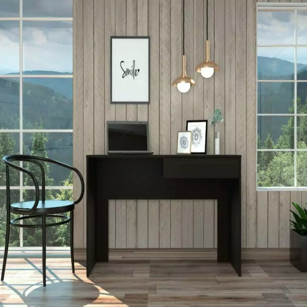 We Have Furniture Harrisburg Black Wengue Finish Computer Desk One Drawer