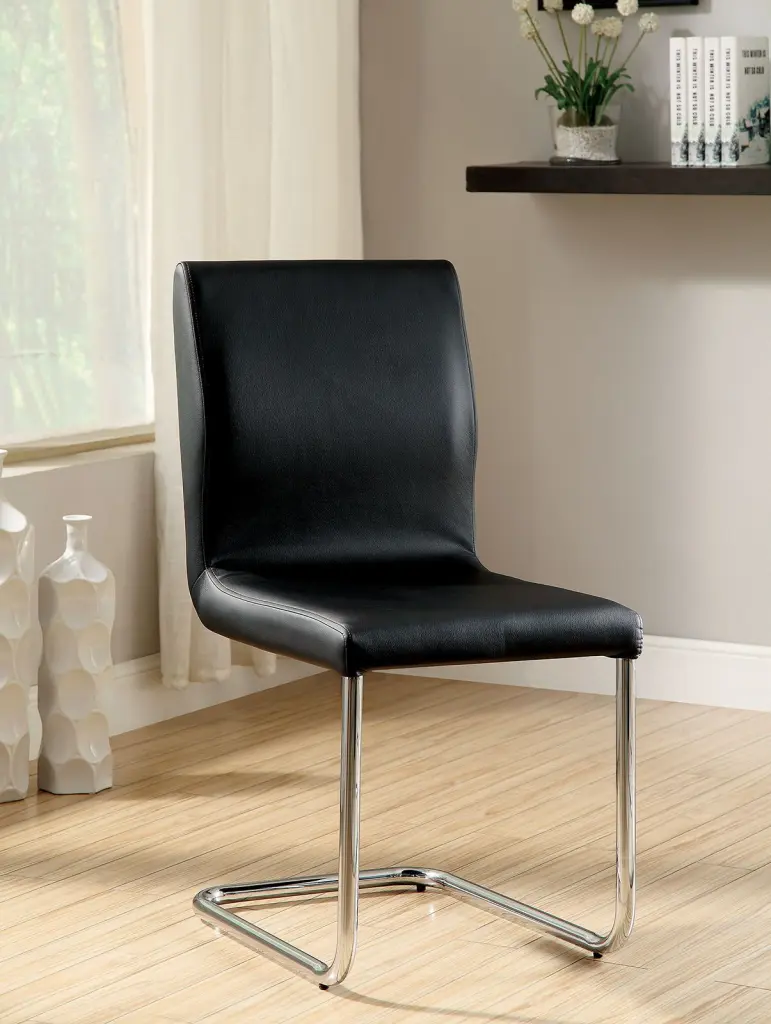 Modern Elegance Black Color 2Pcs Dining Chairs Chrome Metal Legs Dining Room Set kanepe