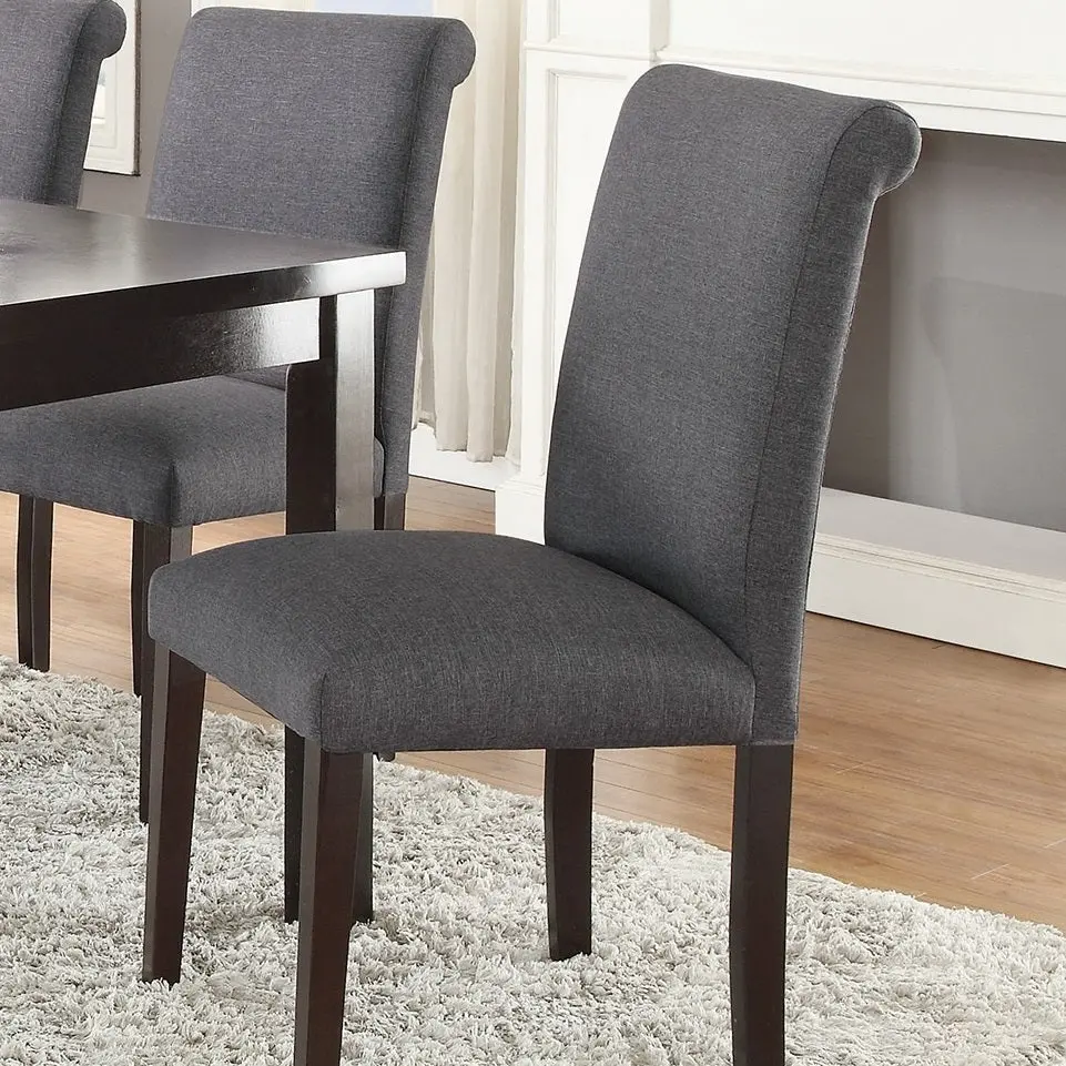 Transitional Blue Grey Polyfiber Chairs Dining Seating Set 2 kanepe