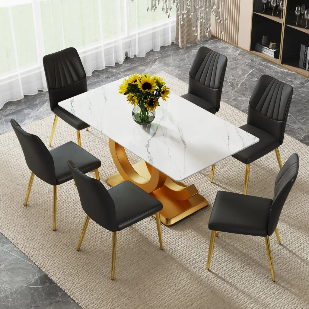 Modern Minimalist Rectangular Dining Table 6-8 People droom w-1151