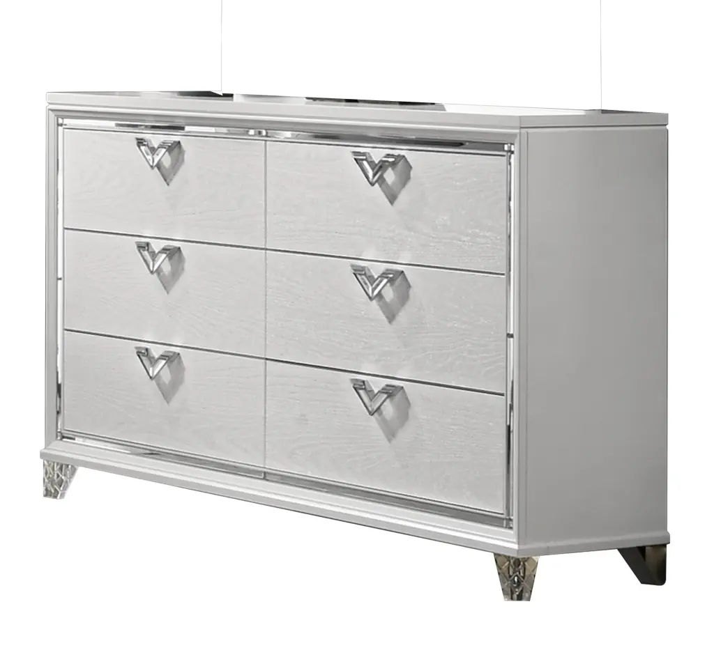 Prism Modern Style 6 Drawer Dresser Mirror Accent & V Influence Handles galaxy home furnishings