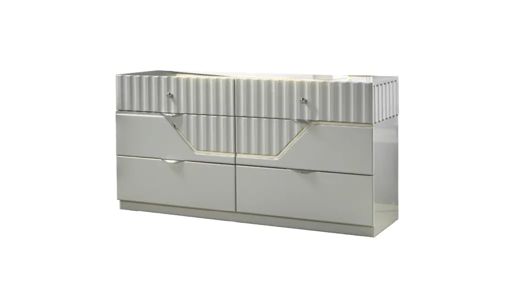 Da Vinci Modern Style 6 Drawer Dresser Made Wood Gray galaxy home furnishings