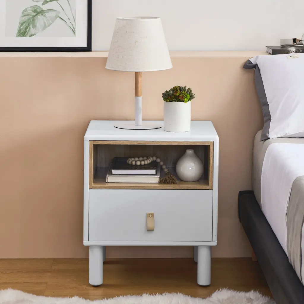 Single Drawer Bedside Table Modern Style Wooden Nightstand Bedroom chuangyuan wood industry