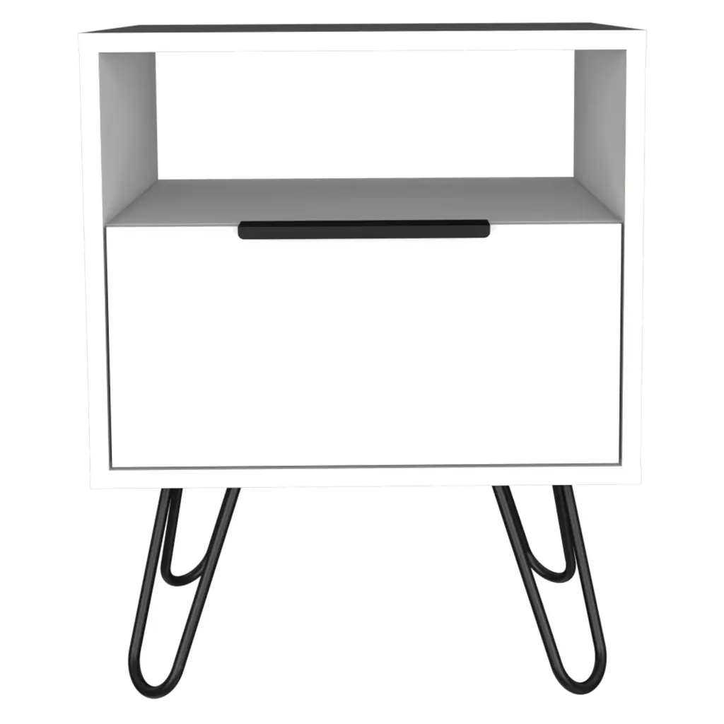 Vienna Nightstand Shelves and Hairpin Legs Brown MDF Engineered Wood fm furniture