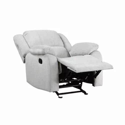 Modern Gray Chenille Upholstered Reclining Chair Pillowtop Arms and Solid Wood Frame NOBRAND