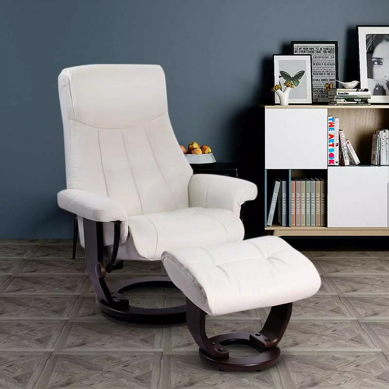 Starline Designs Scandinavian European-styled Recliner Ottoman Snow White Starline Designs LLC