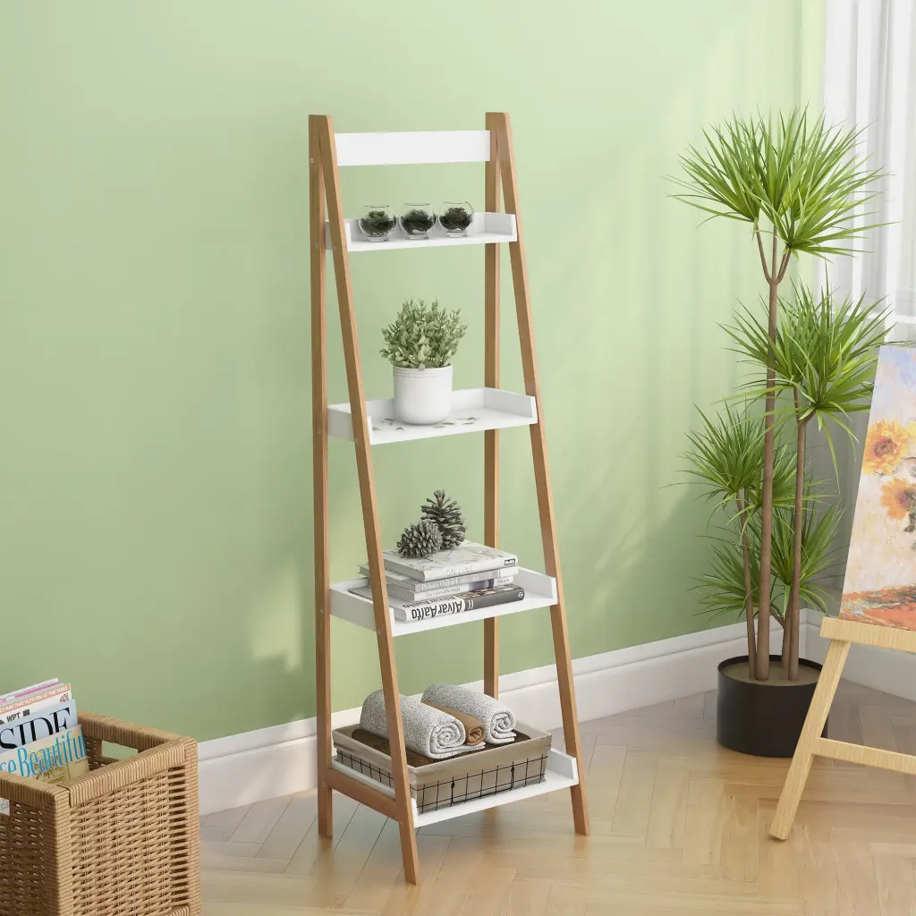 4 Tier Bookshelf White MDF Modern Storage Shelf Home Office cl worthy houseware co.-ltd.