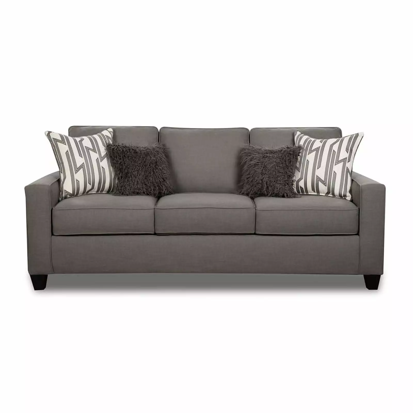 Oakleigh Sofa Accent Pillows Gray Comfortable Living Room Seating Modern Design Behold Home