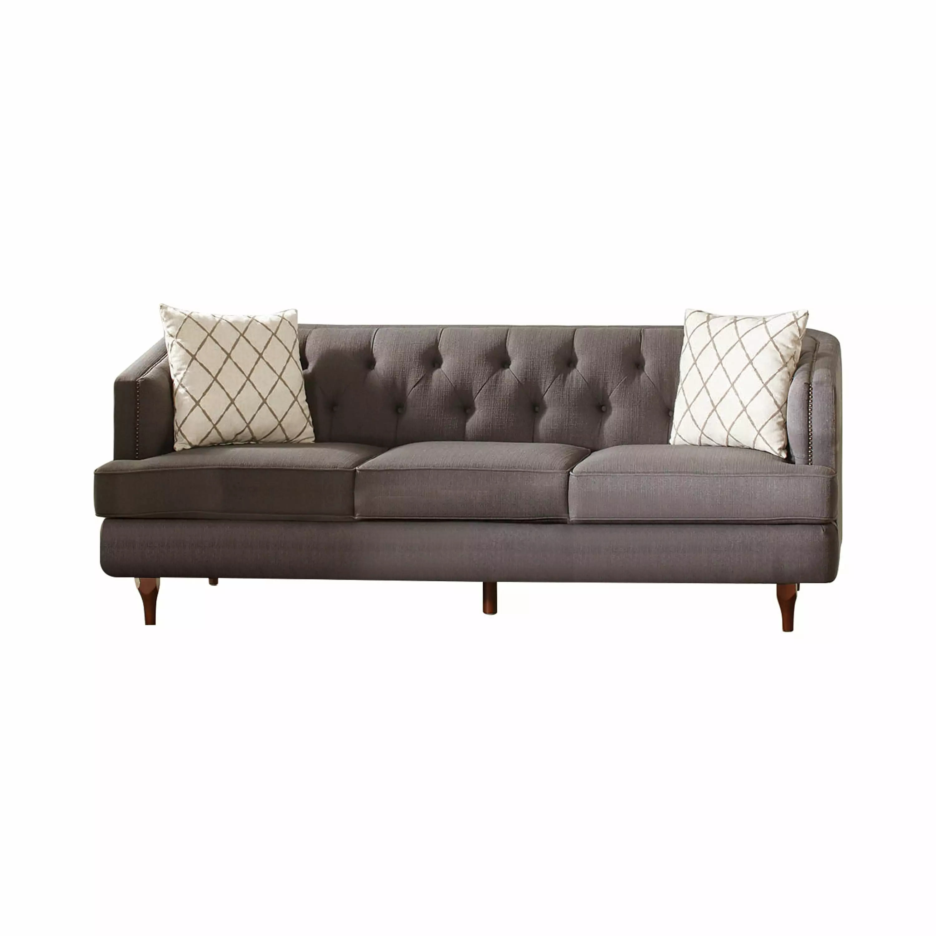 Shelby Recessed Arms Tufted Tight Back Sofa Grey Brown Modern Living Room Furniture Coaster Company