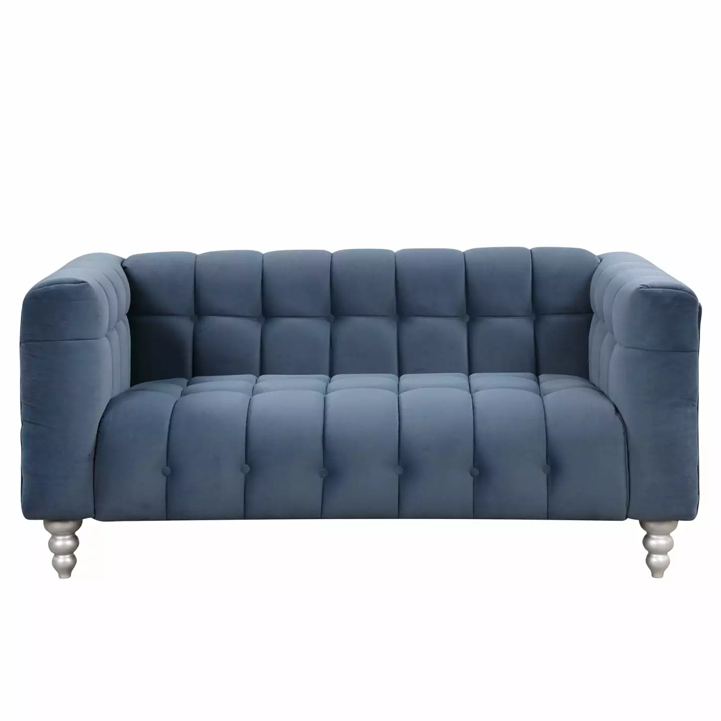 63 Dutch Fluff Modern Sofa Blue Upholstered Design Solid Wood Legs Button-Tufted Backrest HATNOKIL