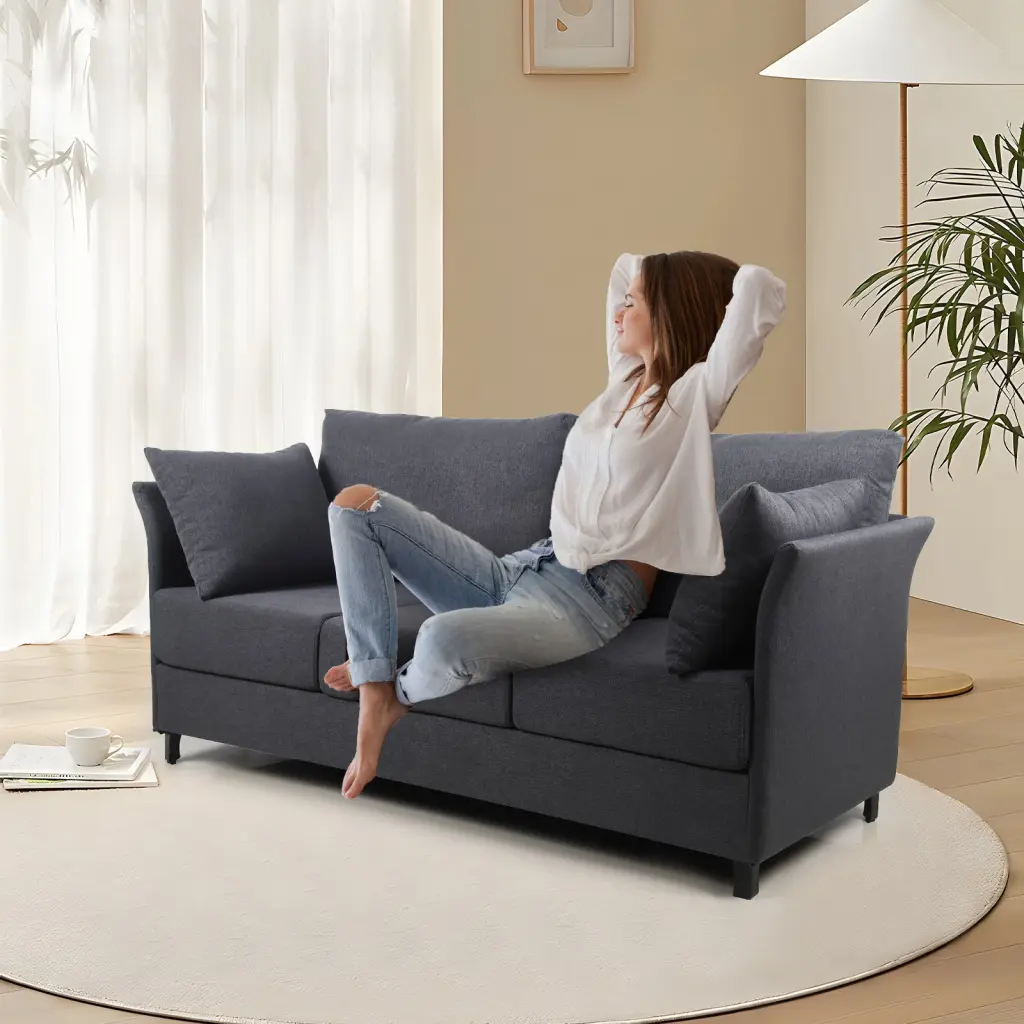 Modern Detachable Sofa 3 Seater Sofa Couches Metal Frame Living Room mxi