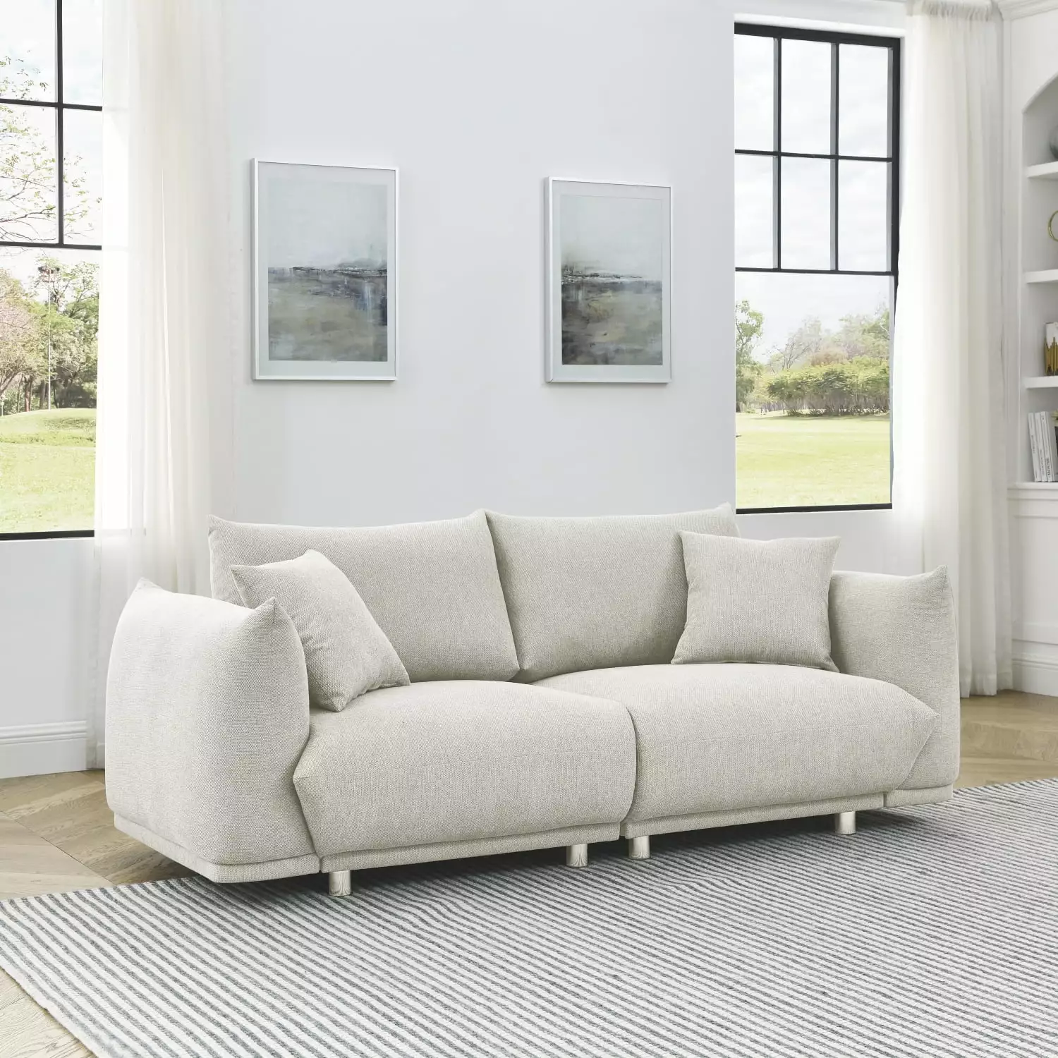 78.8 Inch Modern Couch Living Room Solid Wood Frame and Stable Metal Legs - Stylish Sofa Furniture Apartment Living Ponnky