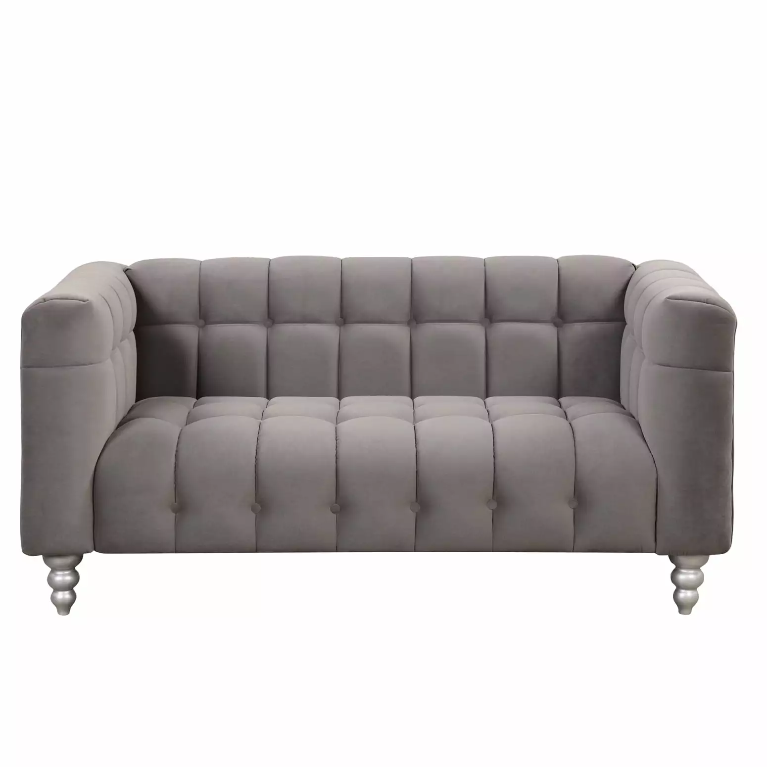 63 Dutch Fluff Modern Gray Sofa Sleek Upholstered Design Sturdy Solid Wood Legs Buttoned Tufted Backrest Wodine