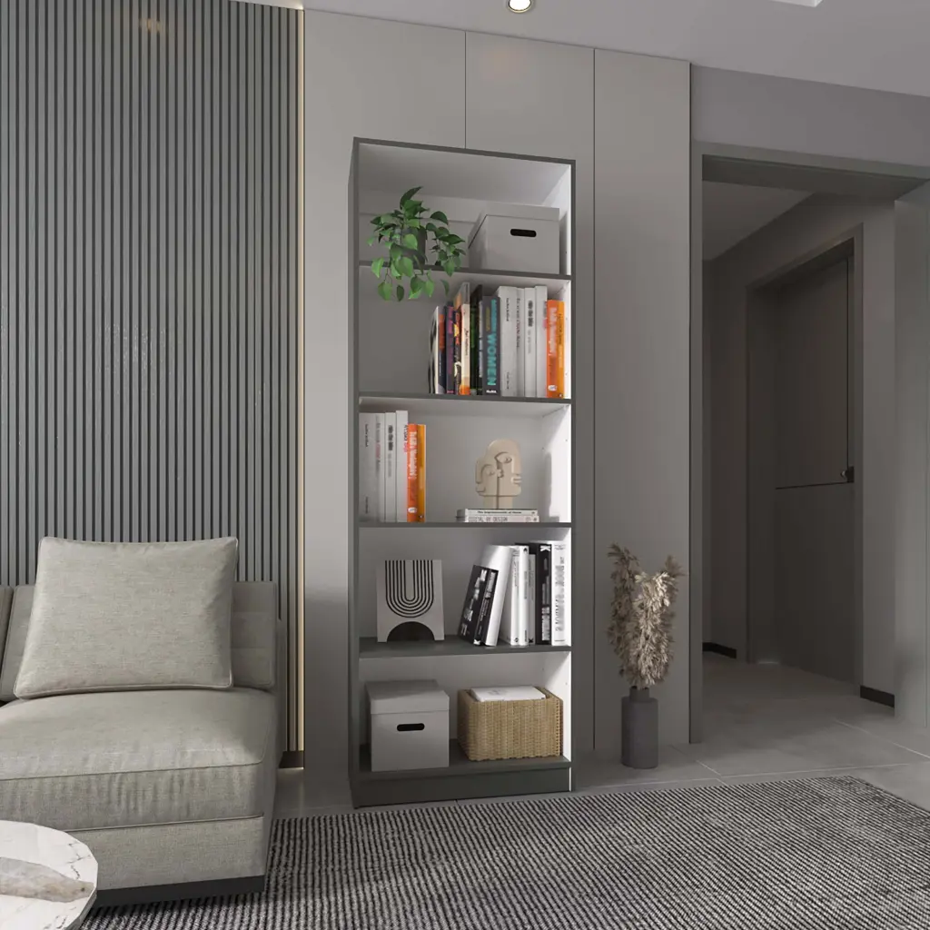 Matt Gray and White 5 Shelf Bookcase Horizontal Storage Unit furniture max