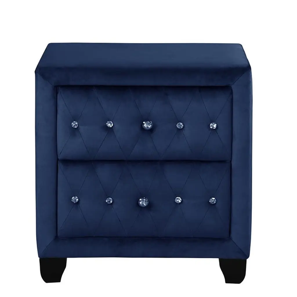 Sophia Modern Style Blue Wood Nightstand 2 Drawers Compact galaxy home furnishings