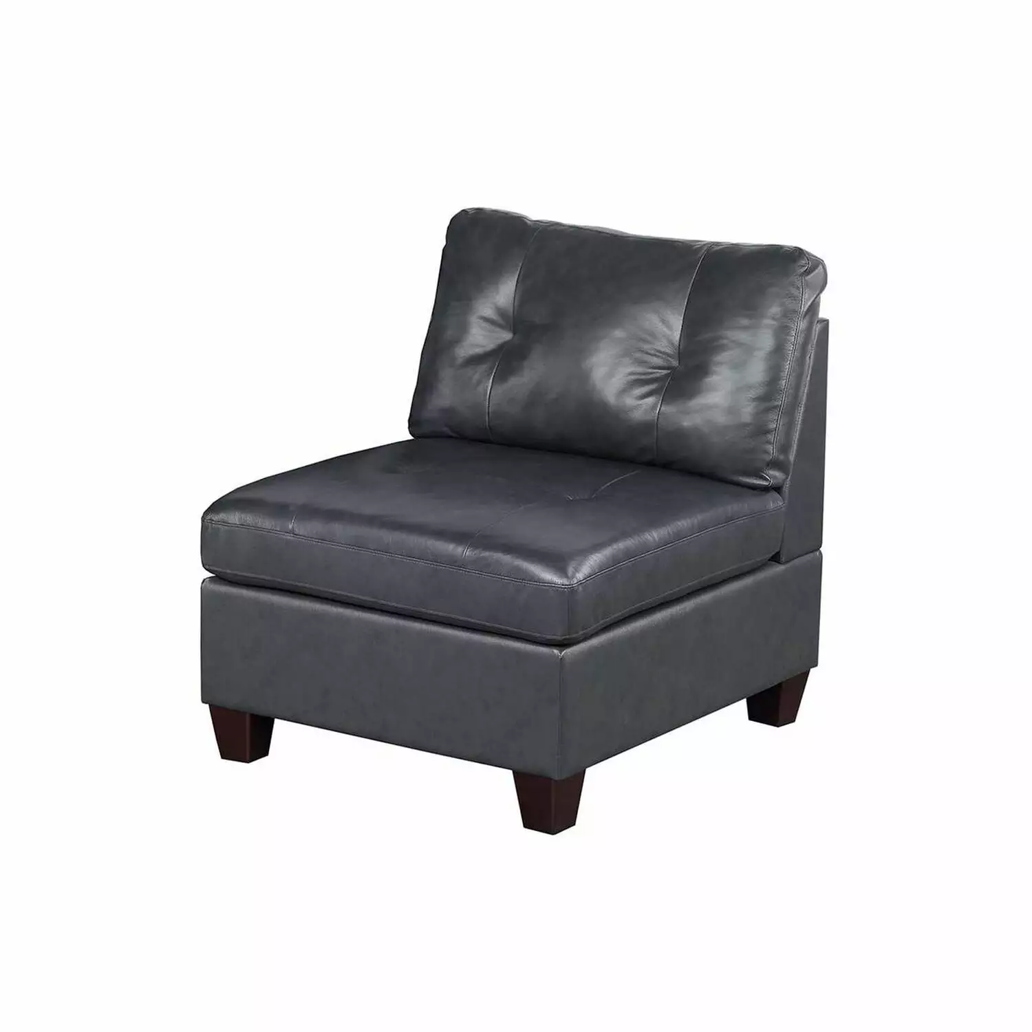 Benjara Hina 37 Inch Modular Armless Sofa Chair Black Faux Leather