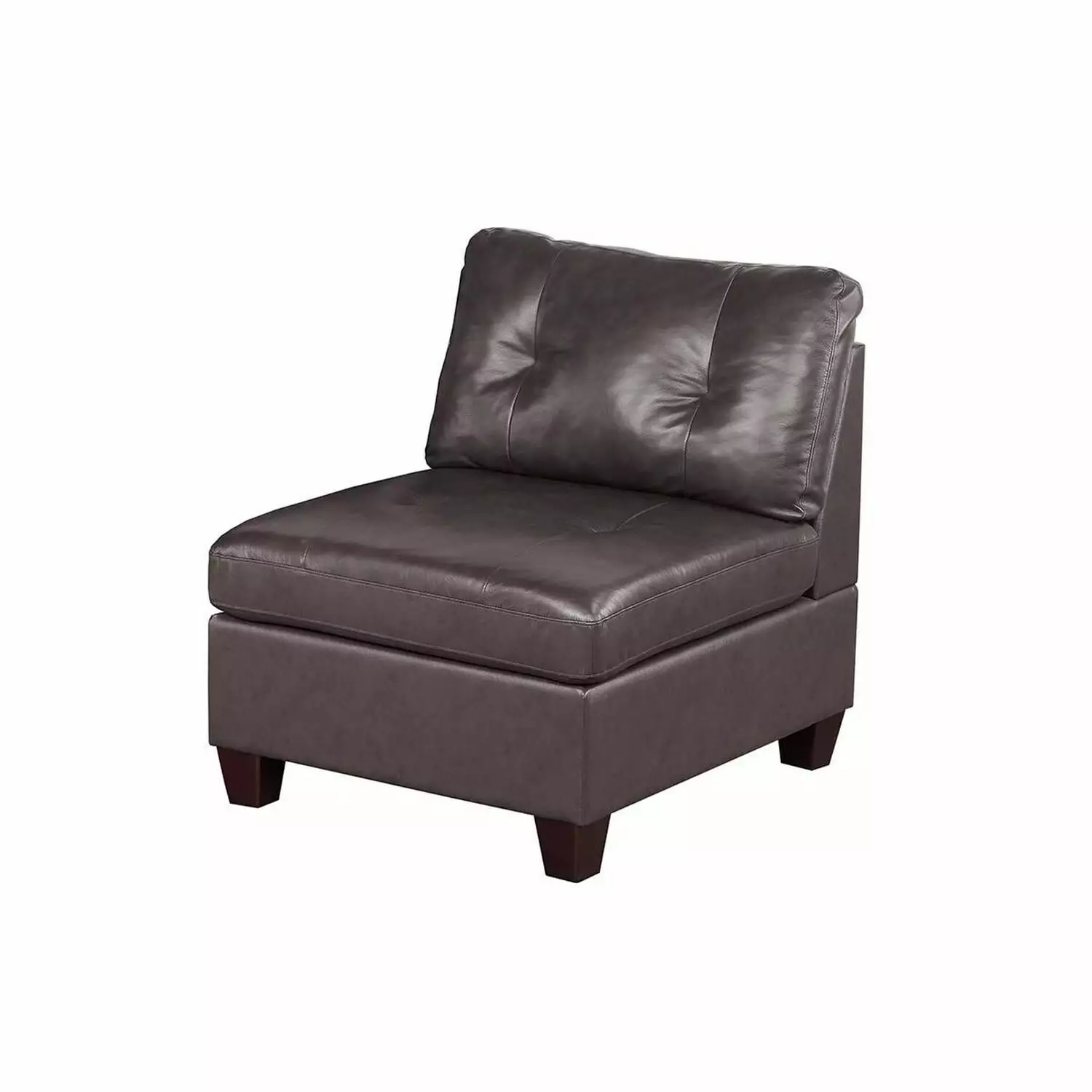 Benjara Hina 37 Inch Modular Armless Sofa Chair Brown Faux Leather
