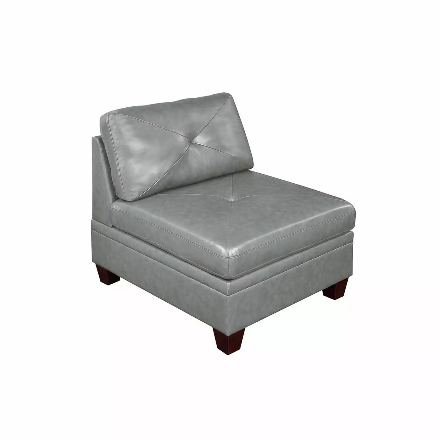 Benjara Samy 37 Inch Modular Armless Sofa Chair Gray Faux Leather