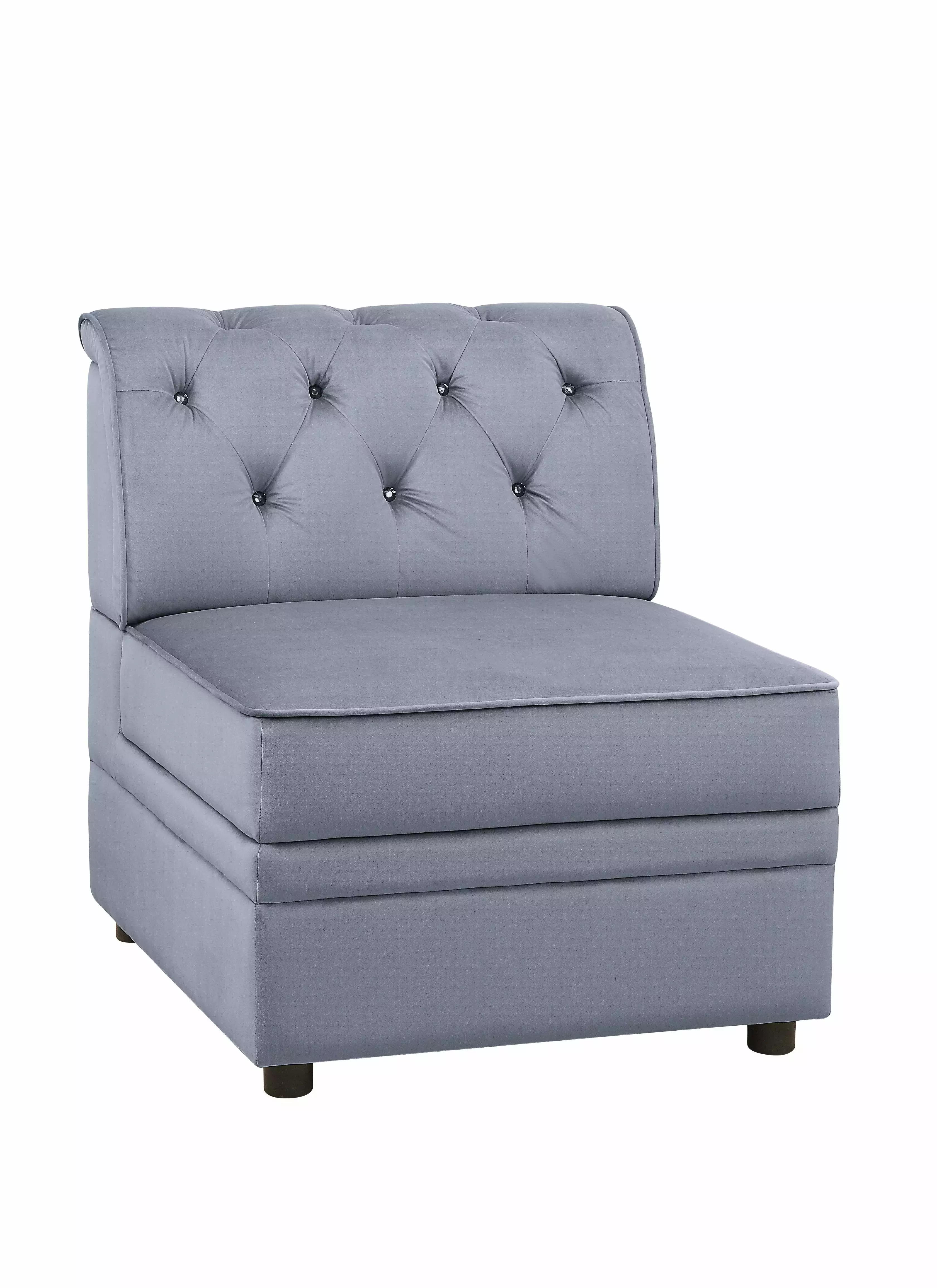 ACME Bois II Modular Armless Chair Section Gray Velvet Sectional Sofas