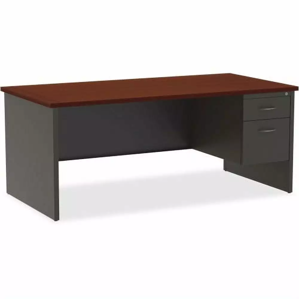 Lorell Mahogany Laminate Modular Desk Series Office Workstation
