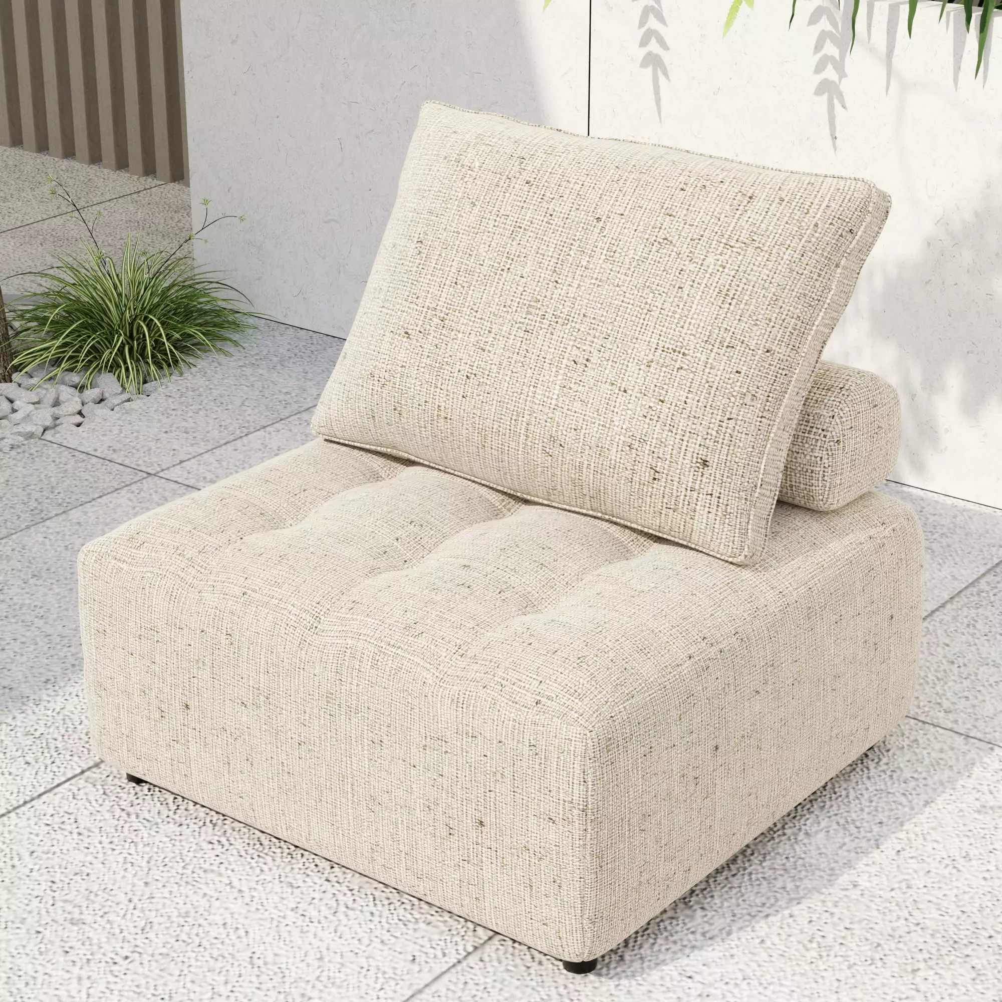 Capri Outdoor Modular Sofa Aluminum Structure and Removable Cushion Covers Light Brown
