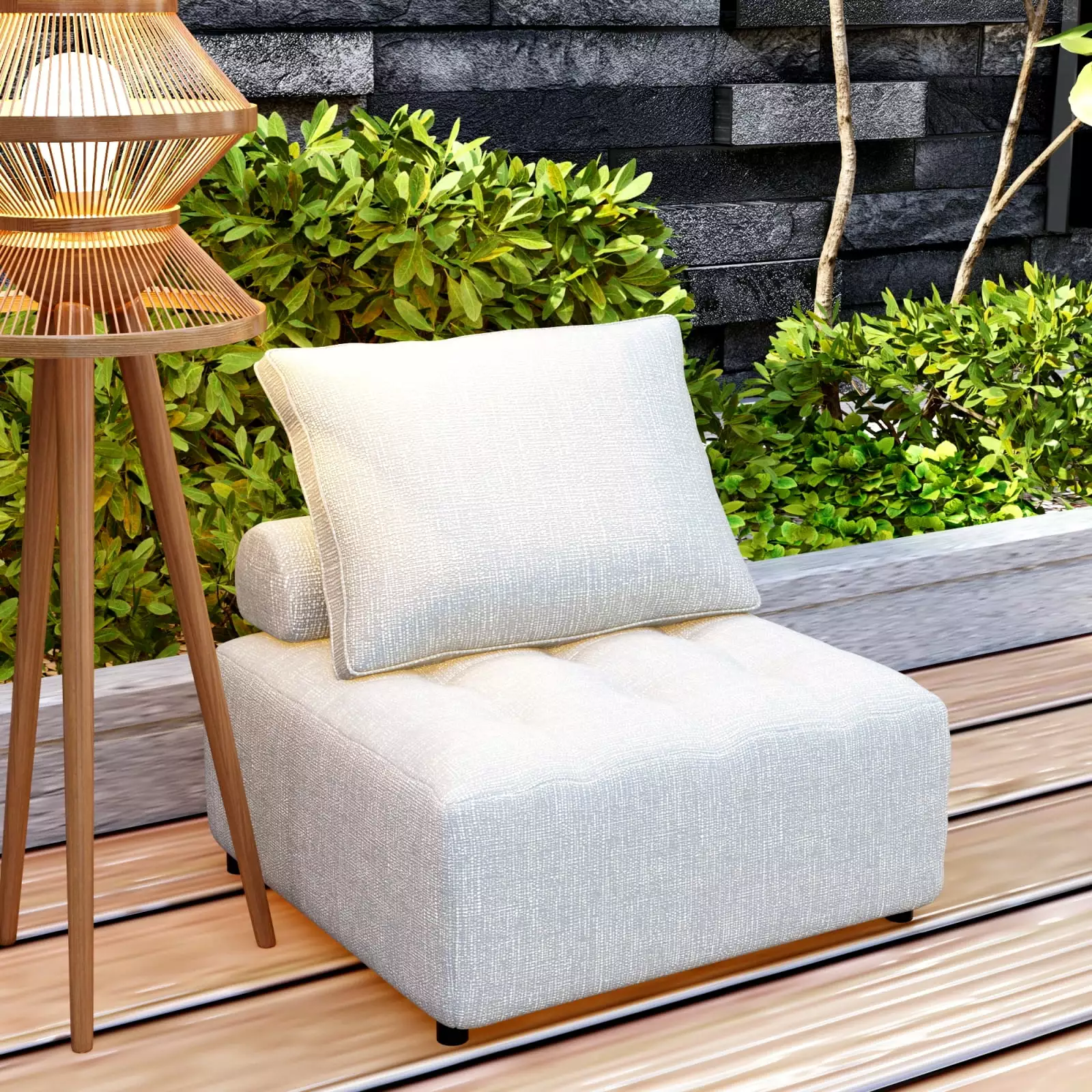 Miekor Outdoor Modular Sofa Aluminum Structure Beige Waterproof Fade-Resistant Sofa Cover