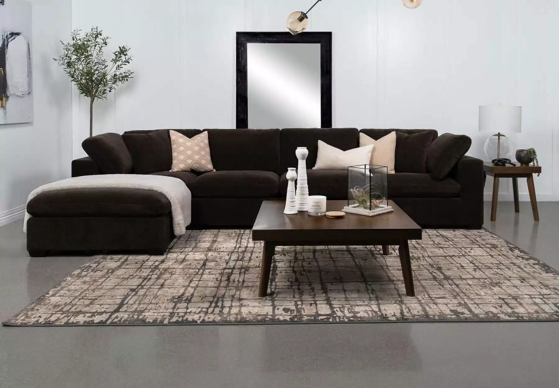 Lakeview 5-piece Upholstered Modular Sectional Sofa Dark Chocolate Coaster Company