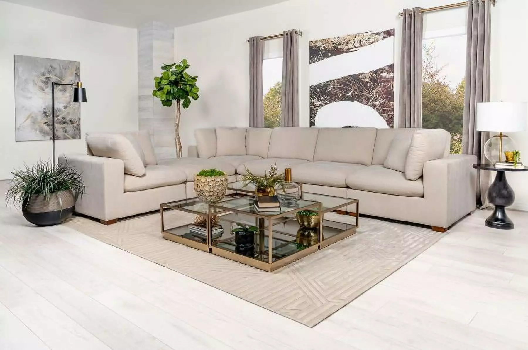 Lakeview 5-Piece Upholstered Modular Sectional Sofa Ivory Coaster Company