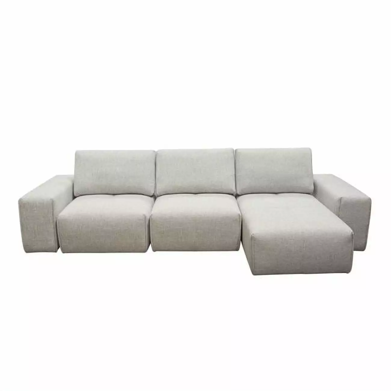 Nova Lifestyle Light Brown Fabric 3-Seater Modular Sectional Adjustable Backrests Diamond Sofa