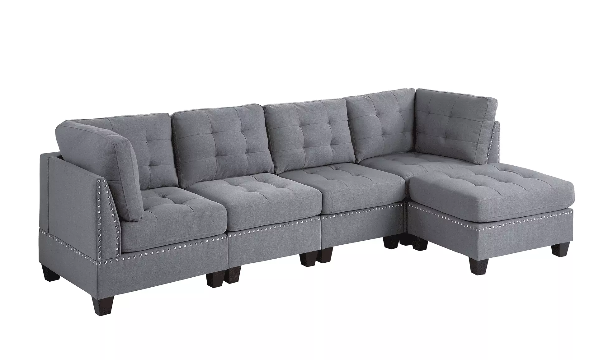 Modern Modular Sectional Sofa Set 5Pc Gray Contemporary Living Room Furniture Jamini