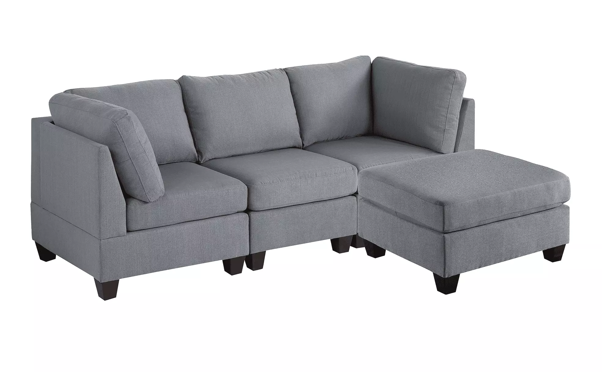 Modern Modular Sectional Sofa Set - 4 Piece Gray Fabric Living Room Couch Jamini