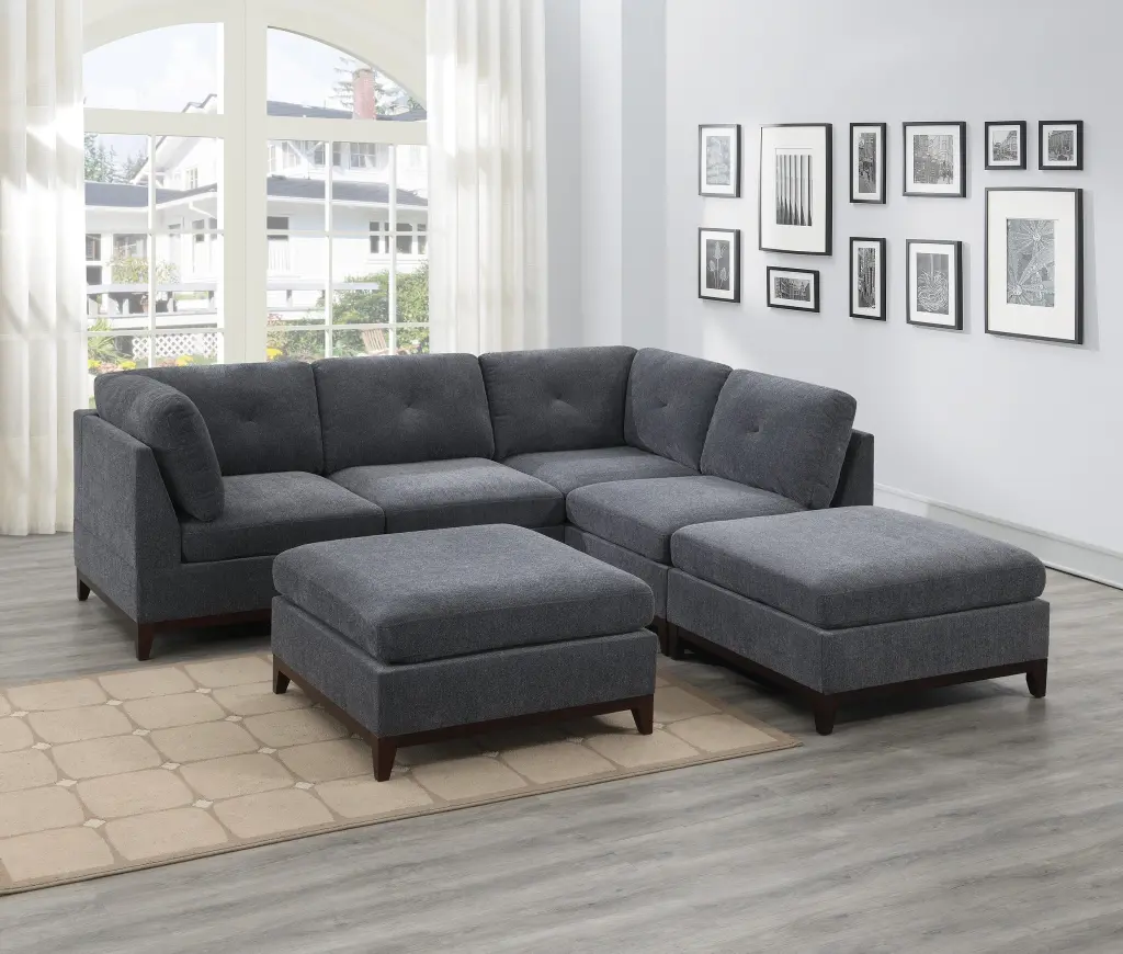 Ash Grey Chenille Fabric Modular Sectional 6Pc Set Living Room Furniture Comfortable Sofa kanepe