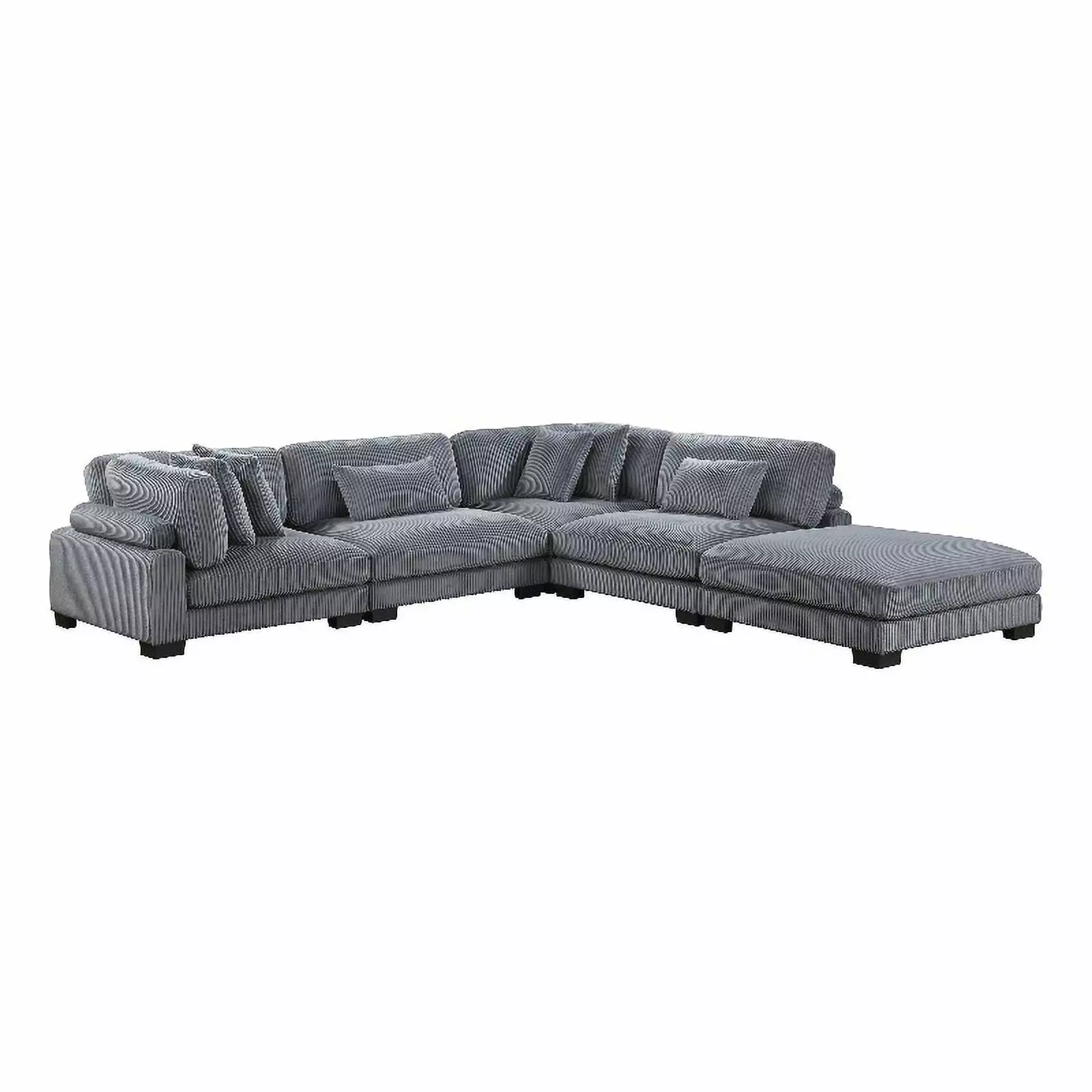 Lexicon Traverse 5-Piece Corduroy Modular Sectional Ottoman Gray Modern Living Room