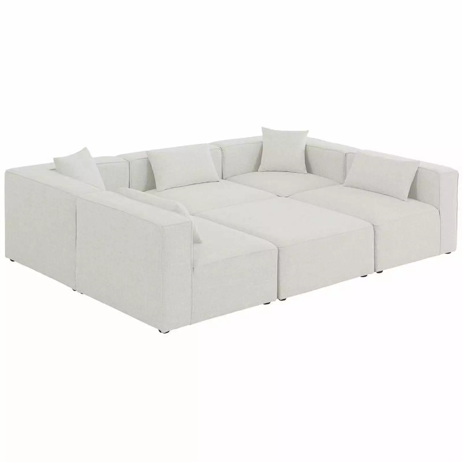 Meridian Furniture Cube Cream Durable Linen Modular Sectional Stylish Living Room Sofa